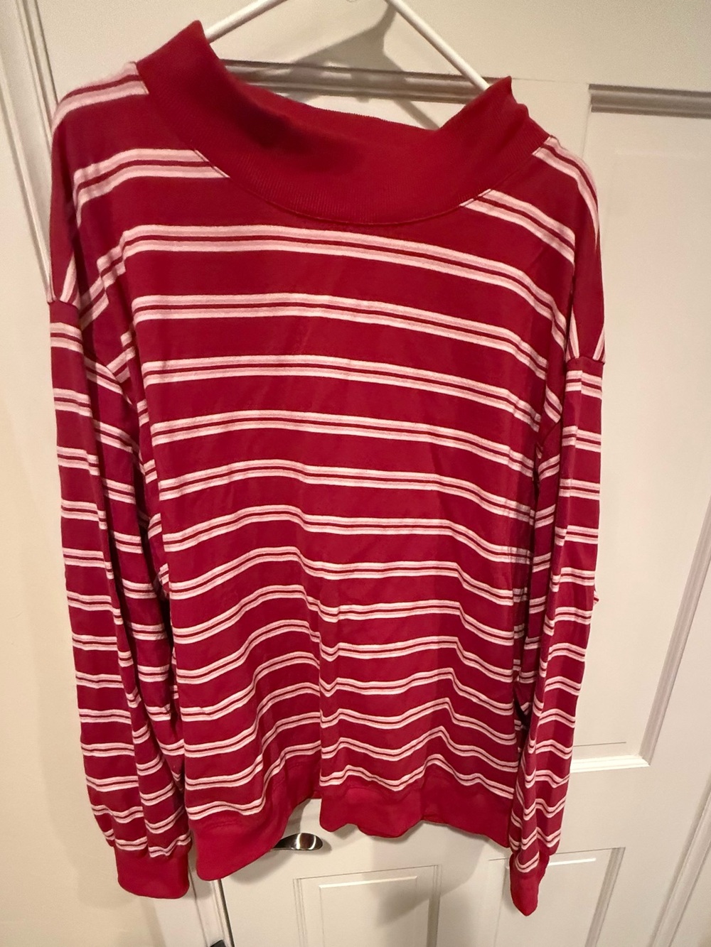 Women’s PARKE Valentine's Day Striped Red MockNeck Long Sleeve XXL